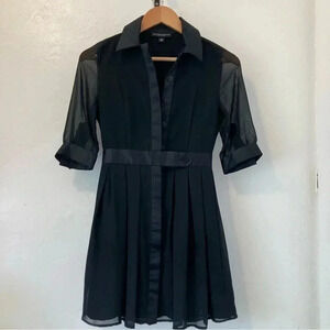 Jonathan Saunders Womens Tuxedo Dress Black Chiffon Collared Button Front Size 1